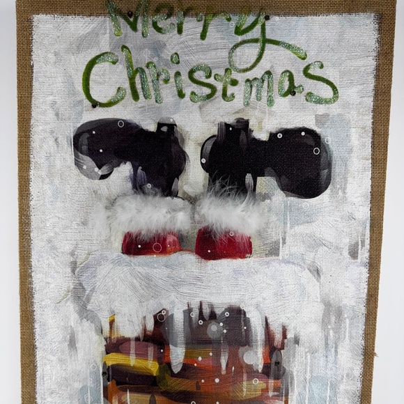 Collectible/Rare Pier 1 Imports Santa Boots "Merry Christmas" LED Glitter Canvas - Picture 1 of 8